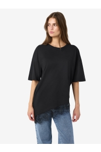 Noisy May NMEASY LACE DETAIL S/S T-SHIRT NOOS: black/black lace