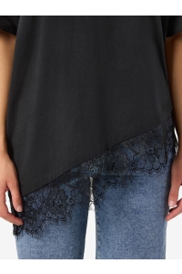 Noisy May NMEASY LACE DETAIL S/S T-SHIRT NOOS: black/black lace