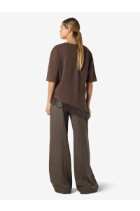 Noisy May NMEASY LACE DETAIL S/S T-SHIRT NOOS: chocolate brown/chocolate brown