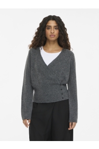 Noisy May NMSLOAN V-NECK CARDIGAN KNIT dark grey melange