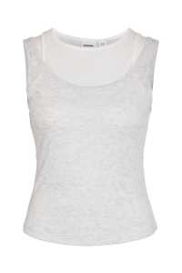 Noisy May NMNUSA S/L DOUBLE LAYER TANK TOP light grey melange/snow white