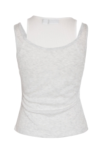 Noisy May NMNUSA S/L DOUBLE LAYER TANK TOP light grey melange/snow white