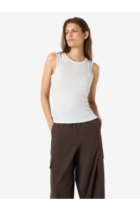 Noisy May NMNUSA S/L DOUBLE LAYER TANK TOP light grey melange/snow white