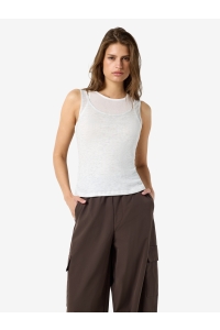 Noisy May NMNUSA S/L DOUBLE LAYER TANK TOP light grey melange/snow white