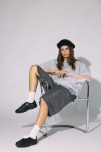 Noisy May NMBIANKA L/S DOUBLE LAYER LACE TEE : light grey melange/white lace