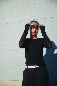 Noisy May NMMERCY L/S DOUBLE LAYER TOP JRS black/black lace