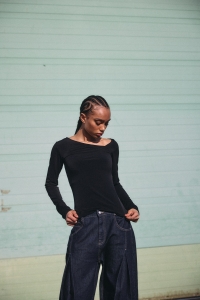Noisy May NMBELLA TULLA L/S ASYM NECK TOP JRS black