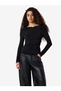 Noisy May NMBELLA TULLA L/S DRAPED TOP JRS black