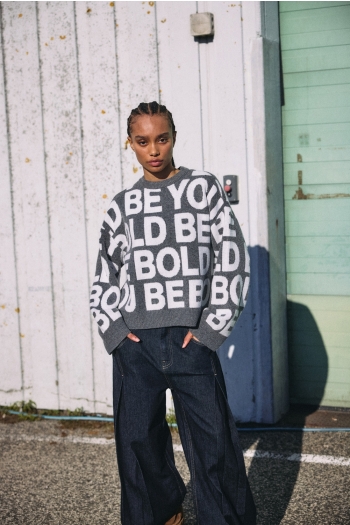 Noisy May dames pullover dark grey melange/text NMCORREY L/S O-NECK KNIT