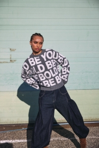 Noisy May NMCORREY L/S O-NECK KNIT dark grey melange/text