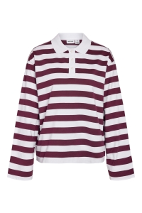 Noisy May NMDOLLIE L/S STRIPED POLO TNT/14 bright white/fig