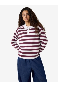 Noisy May NMDOLLIE L/S STRIPED POLO TNT/14 bright white/fig