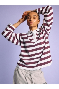 Noisy May NMDOLLIE L/S STRIPED POLO TNT/14 bright white/fig