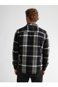 Petrol Industries Men Shirt Long Sleeve Check deep black