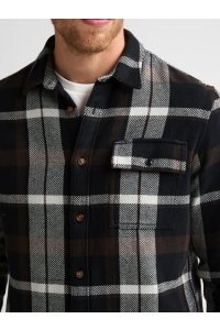 Petrol Industries Men Shirt Long Sleeve Check deep black