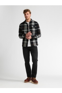 Petrol Industries Men Shirt Long Sleeve Check deep black