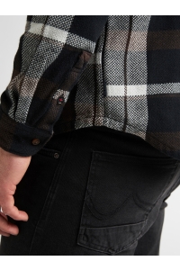 Petrol Industries Men Shirt Long Sleeve Check deep black