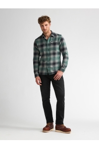 Petrol Industries Men Shirt Long Sleeve Check teal green