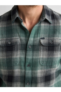Petrol Industries Men Shirt Long Sleeve Check teal green
