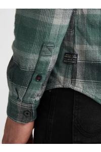 Petrol Industries Men Shirt Long Sleeve Check teal green